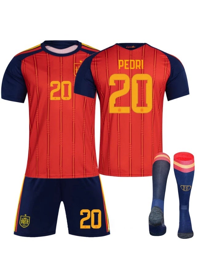 Spain 2025-2026 Spain home football uniform #20 PEDRI football jersey shorts socks children's size and adult size gifts for fans and friends - Image 1